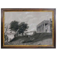 Antique Sandpaper Drawing of Mt Vernon