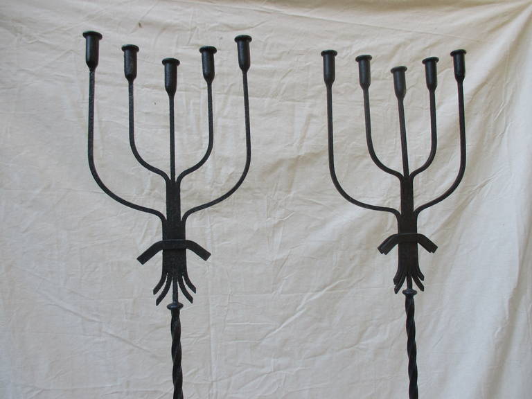 American Pair of Wrought Iron Candelabra