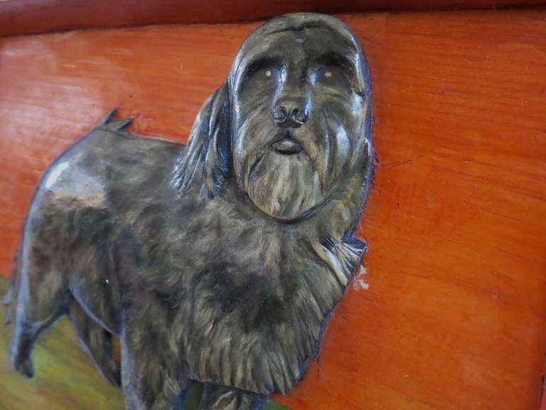 Carved Plaque of a Terrier In Excellent Condition For Sale In North Egremont, MA