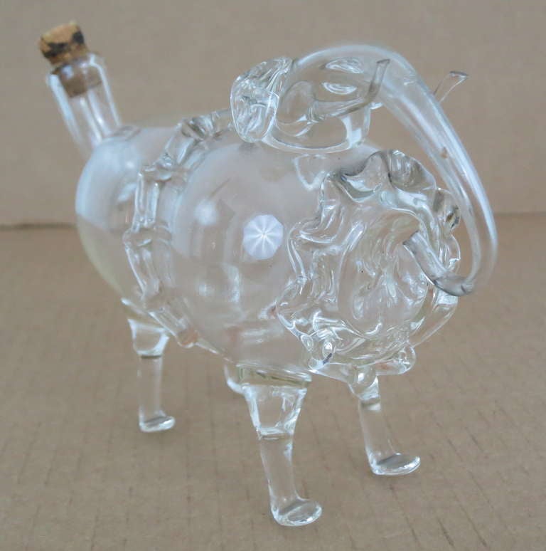 Glass Elephant Whimsey Bottle In Excellent Condition In North Egremont, MA