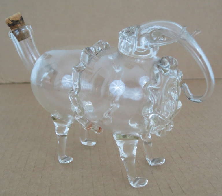 Blown glass liqueur bottle in the form of an elephant