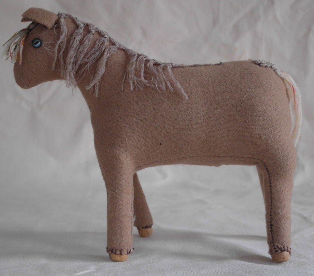 Stuffed home made Amish horse with traditional wooden legs and button eyes. Lancaster County, Pennsylvania