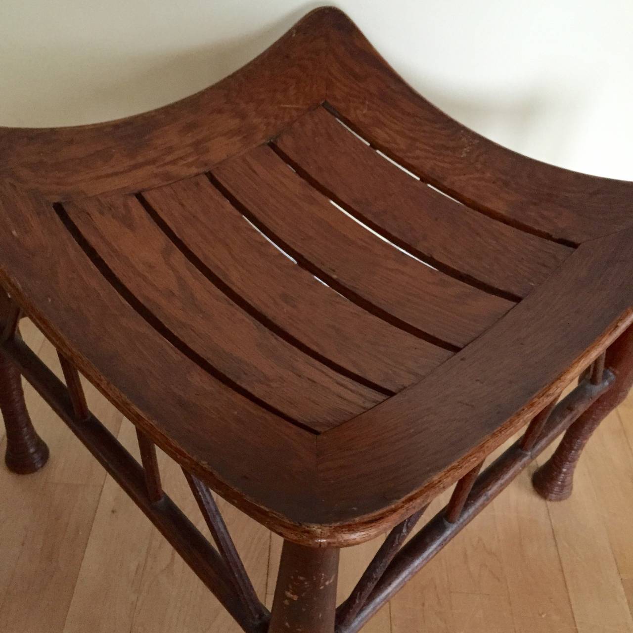 Liberty & Co. Oak Thebes Stool In Good Condition In North Egremont, MA