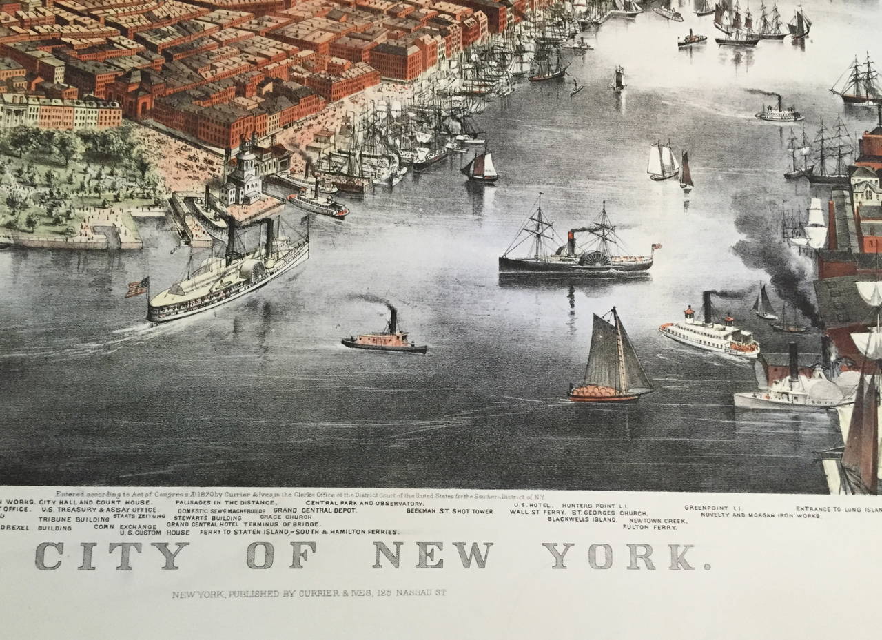 Large Folio Currier and Ives City of New York, 1870, Lithograph For Sale 2