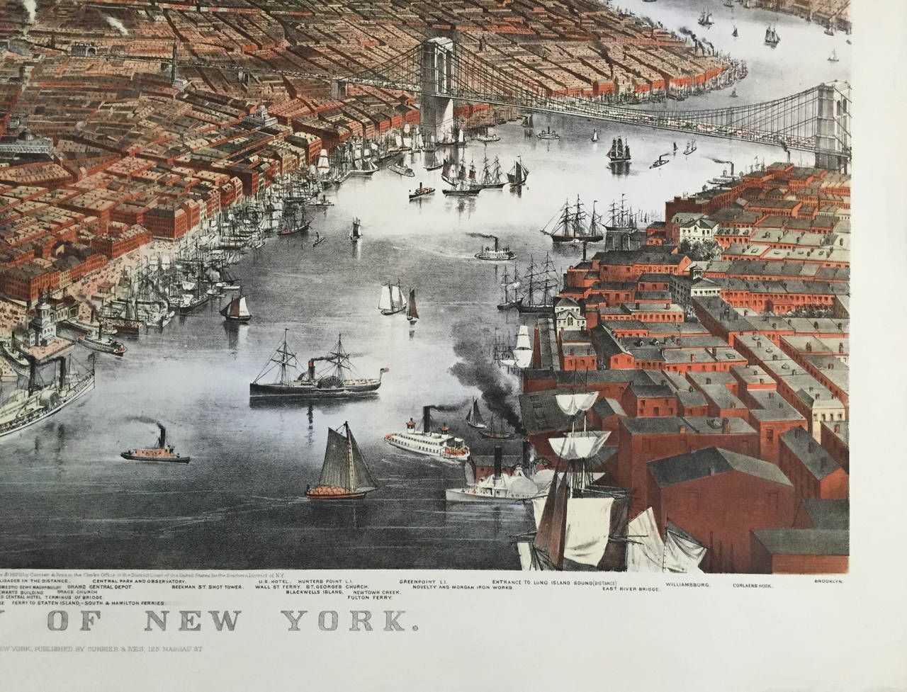 Large Folio Currier and Ives City of New York, 1870, Lithograph For Sale 4