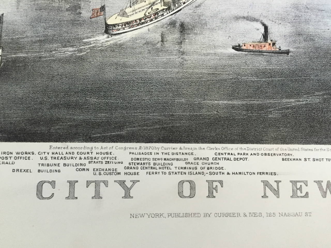 Large Folio Currier and Ives City of New York, 1870, Lithograph For Sale 1