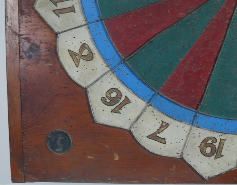 19th C Folk Painted Dartboard In Good Condition In North Egremont, MA