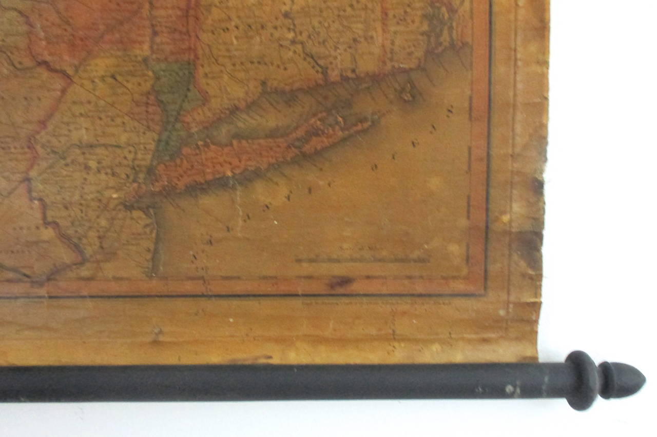 19th Century Small David Burr Wall Map of NY State 1829