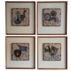 Mid Century Enamel Animal Motif Plaques Mid Century Enamel Animal Motif Plaques