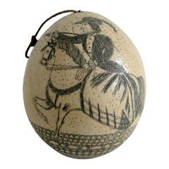 Antique Sailor's Scrimshaw Ostrich Egg