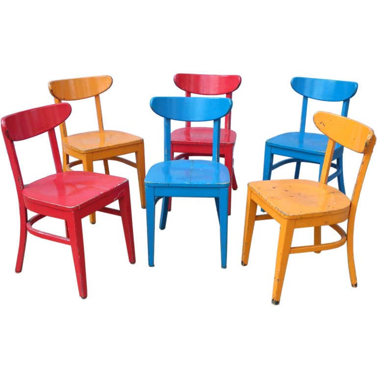 Six Colorful Cafe Chairs For Sale At 1stDibs six-colorful-cafe-chairs-for-sale-at-1stdibs