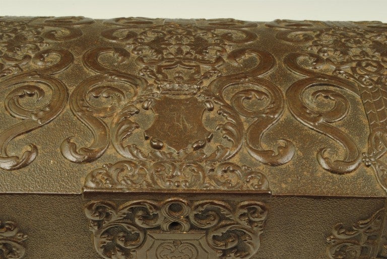 19th Century French Metal Casket  For Sale
