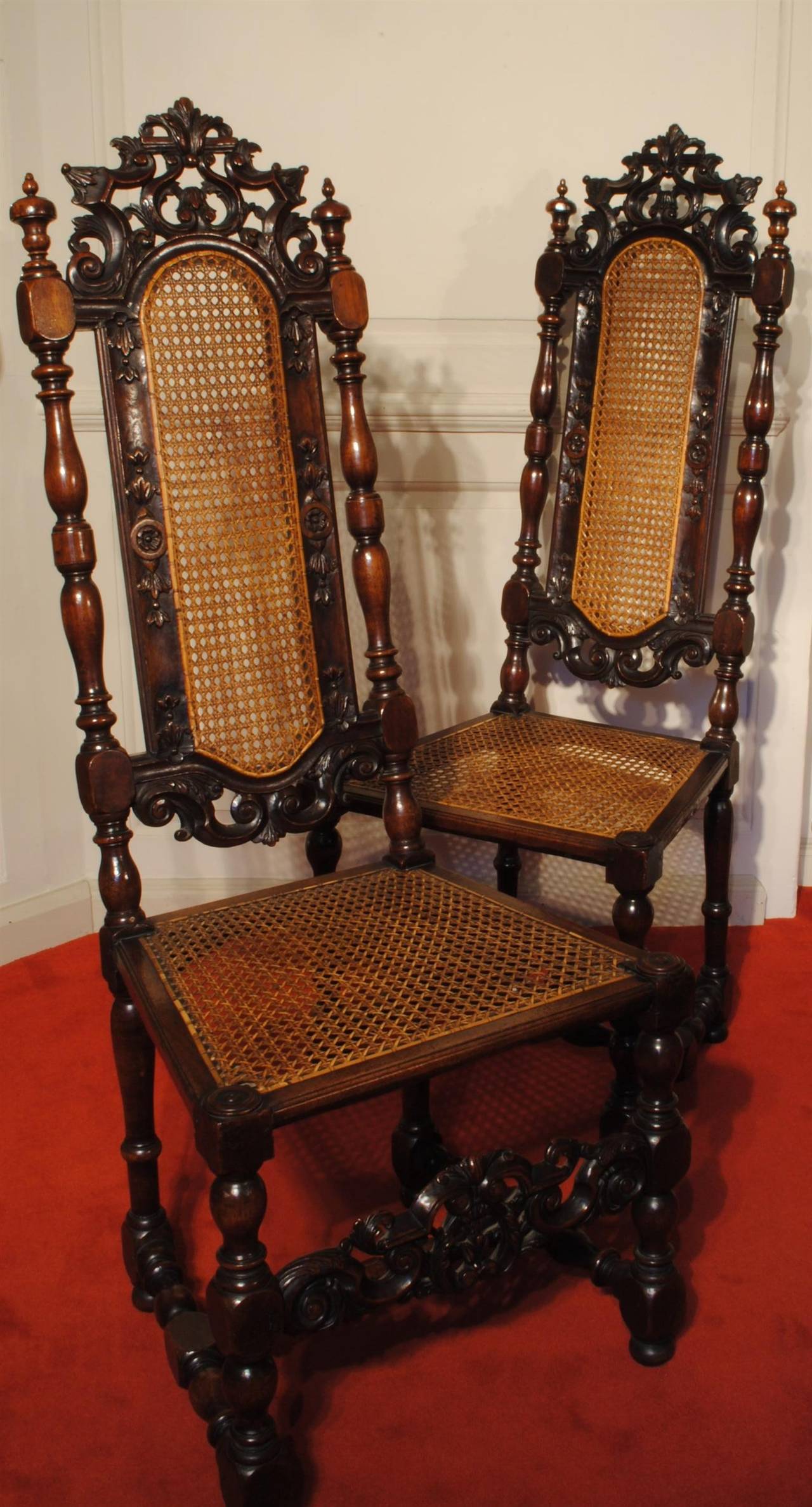 British Pair of William and Mary walnut chairs
