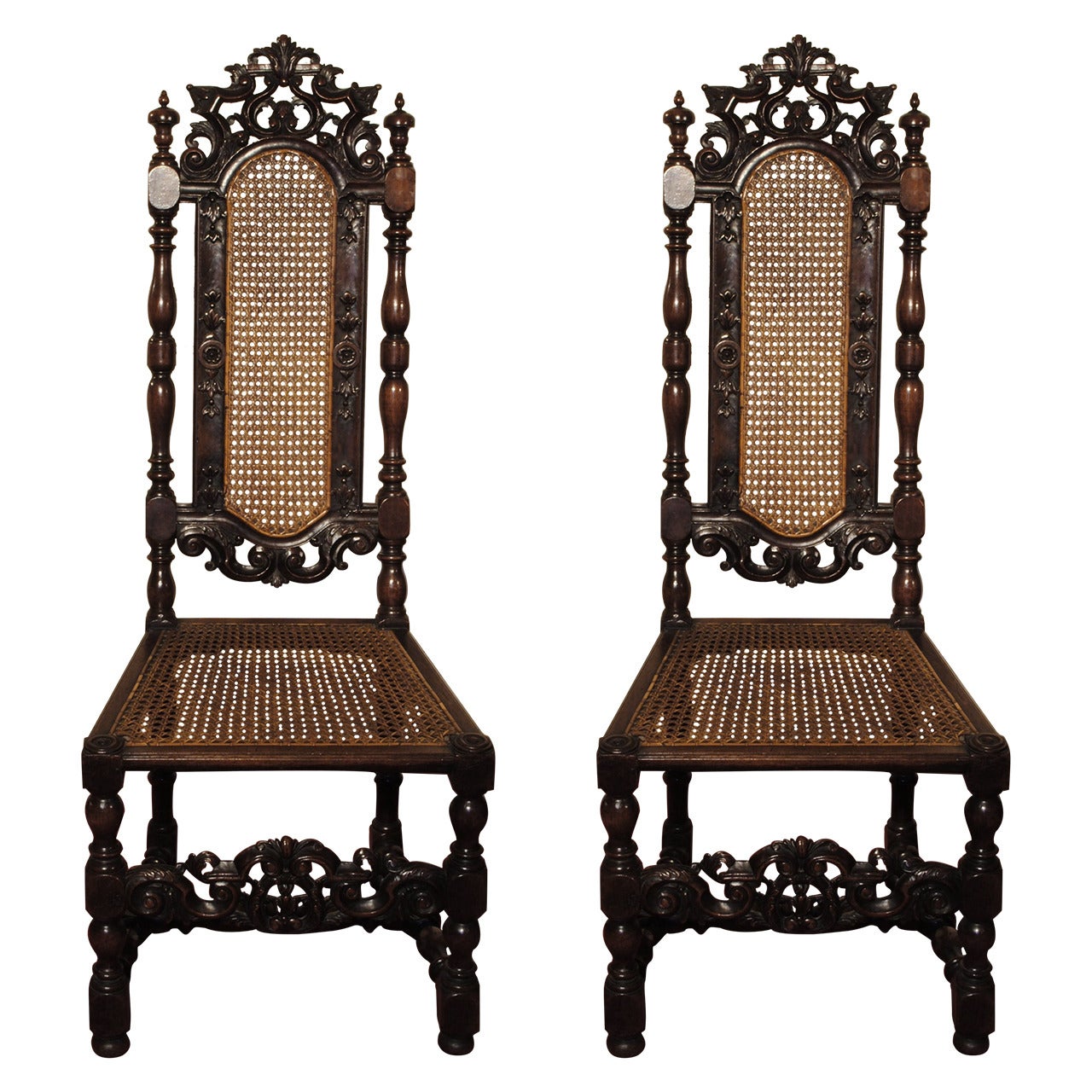Pair of William and Mary walnut chairs