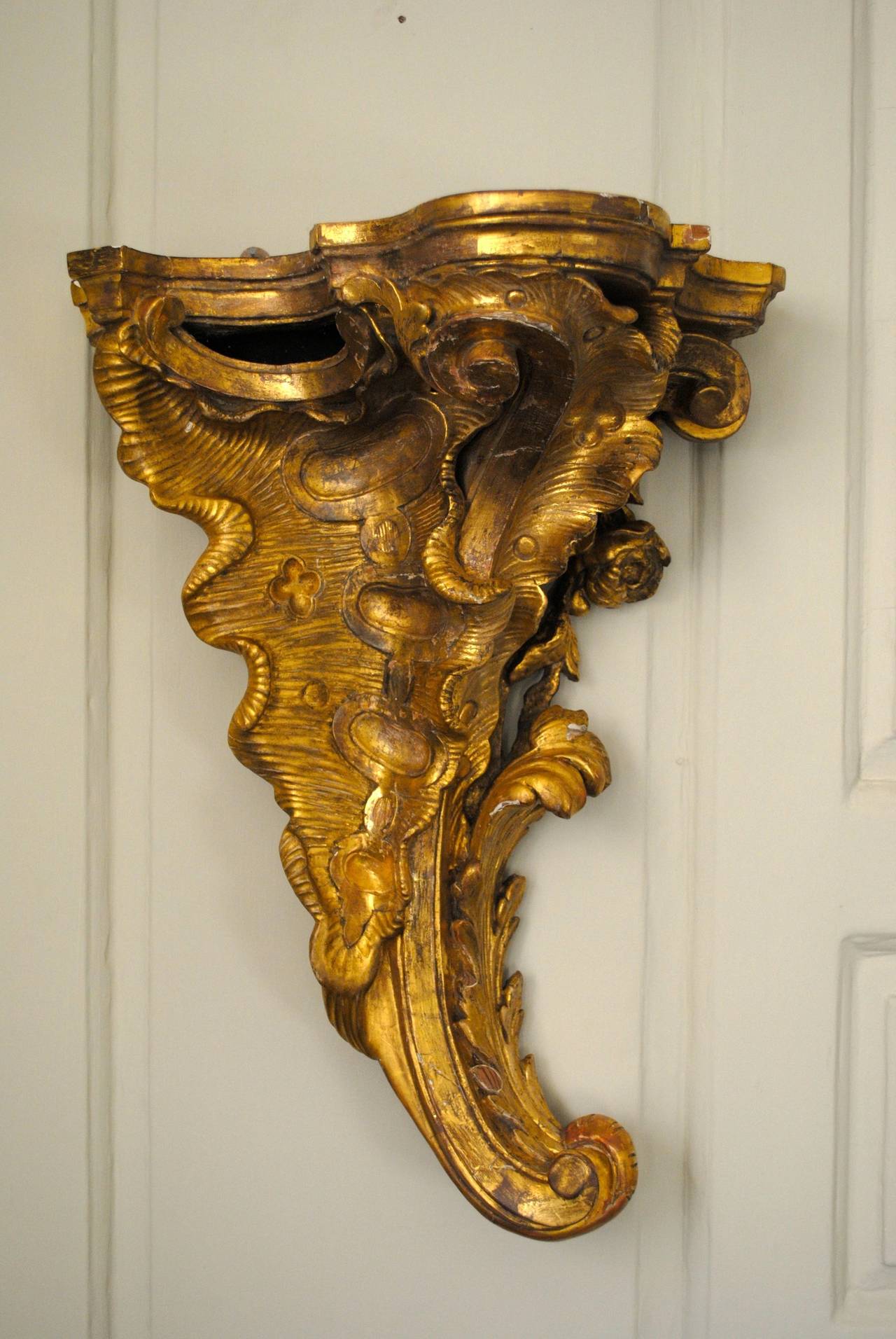 Pair of Carved Giltwood Wall Brackets