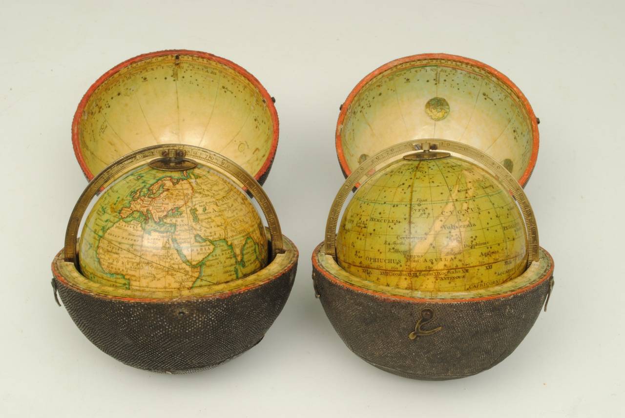 Superb Pair of Newton Pocket Globes In Good Condition In Lincolnshire, GB