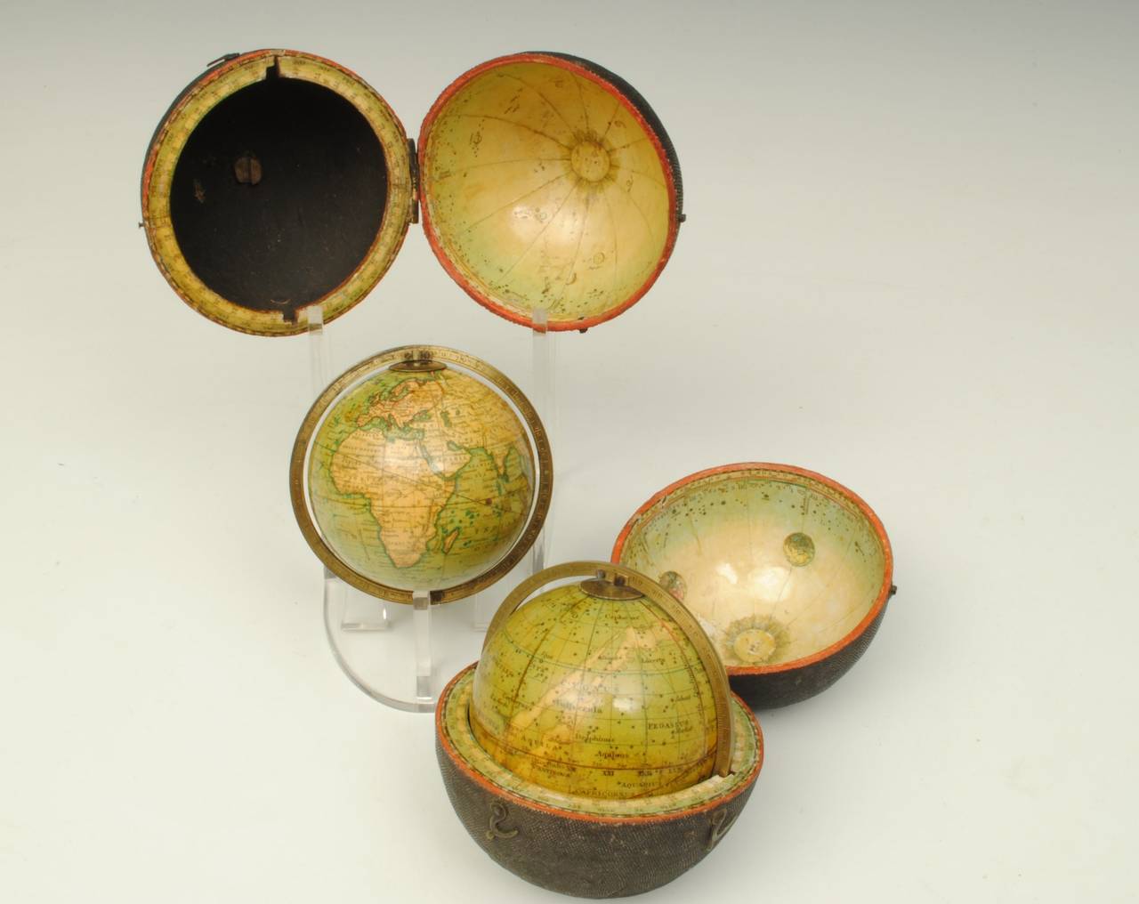 19th Century Superb Pair of Newton Pocket Globes