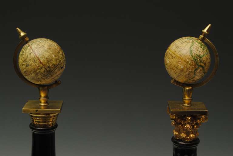 Pair Of Globes Mounted On Columns In Excellent Condition In Lincolnshire, GB