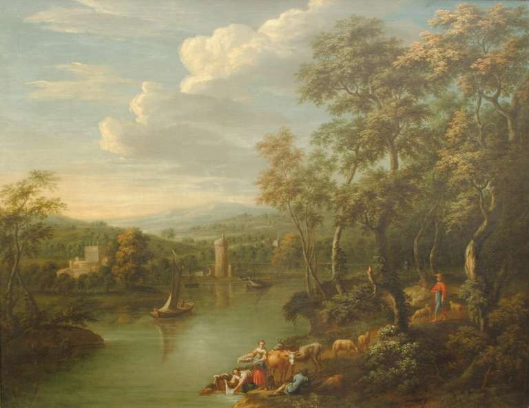 Pair of Flemish landscape oil paintings
