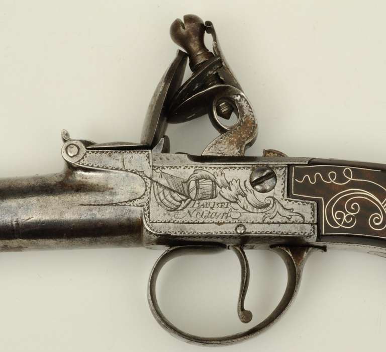 English Pair of box lock pistols