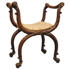Wonderful Italian Walnut Stool 1