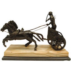 Grand Tour Italian Bronze Figure Of A Chariot