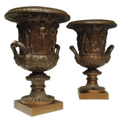 Pair bronze urns