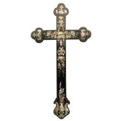 Chinese mother of pearl and hardwood cross