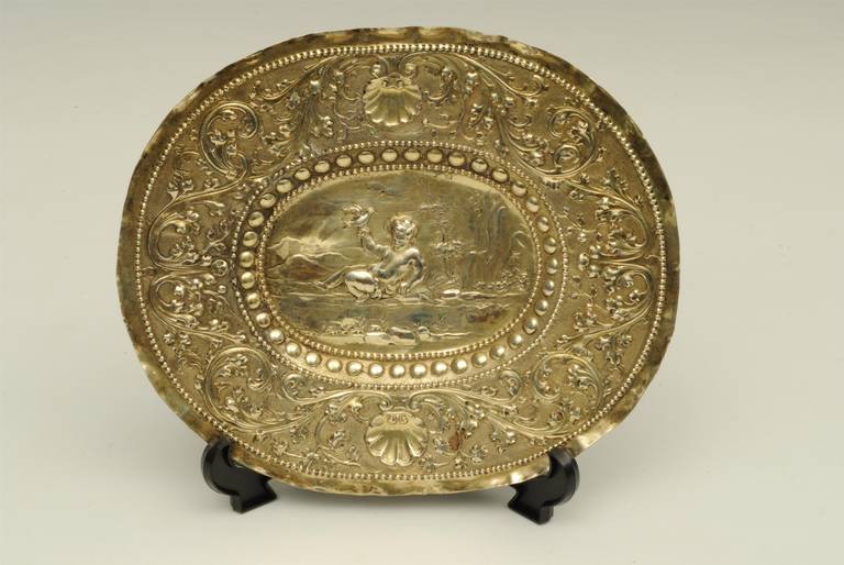 18th Century and Earlier German Silver Gilt Oval Plates