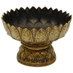 Antique Thai Silver Niello Bowl, 1870
