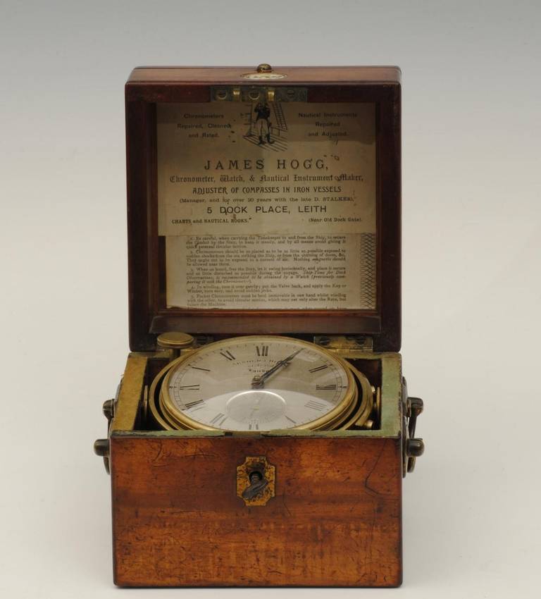 A rare small one day experimental marine chronometer, which was on trial in 1832 at Greenwich. It has unusual steel timing screws.