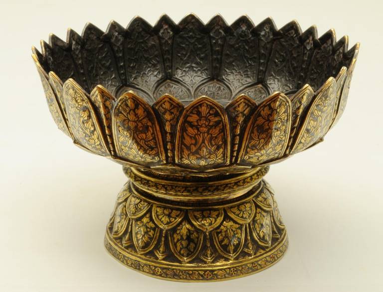 Thai Silver Niello Bowl, 1870 In Good Condition In Lincolnshire, GB