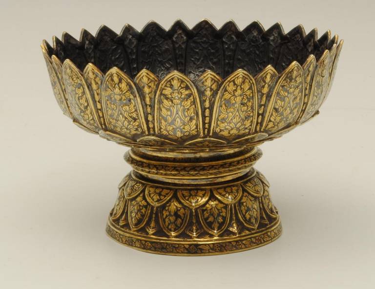 19th Century Thai Silver Niello Bowl, 1870