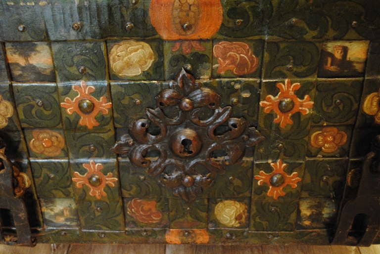 18th Century and Earlier German Painted Strong Box