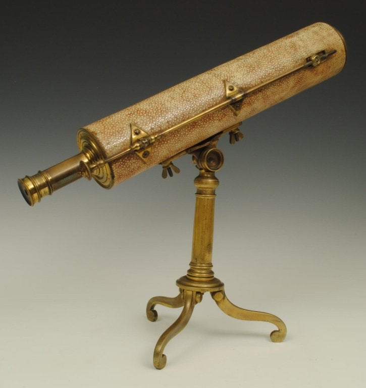 A fine reflecting 18th century shagreen covered telescope in the manner of Adams, in working order.