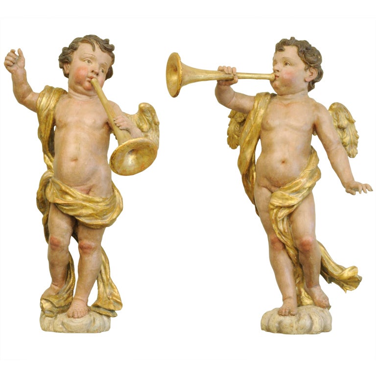 Pair of Painted Angel Wings on Stands at 1stDibs