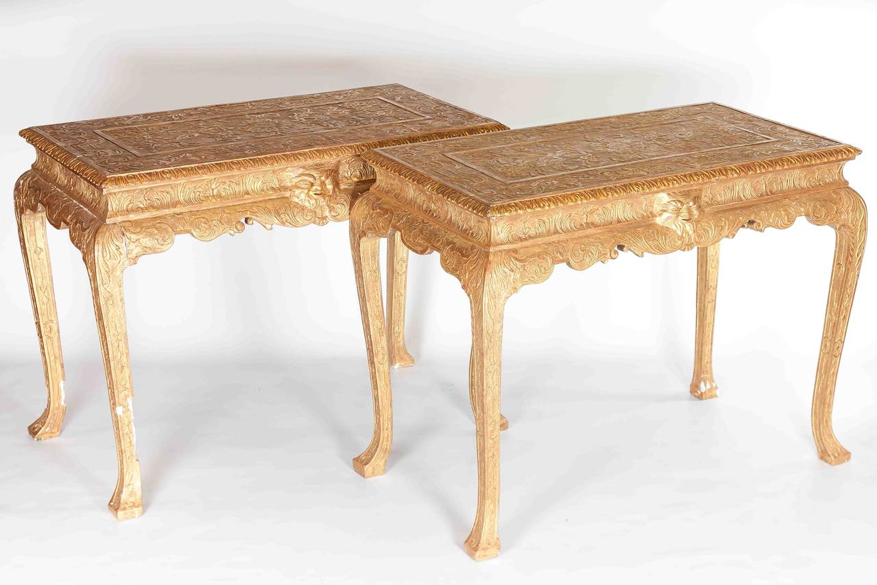 A Fine Pair of Gilt Gesso Side Tables
