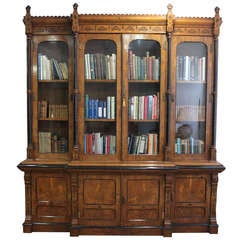 Antique 19th Century Pollard Oak Breakfront Bookcase