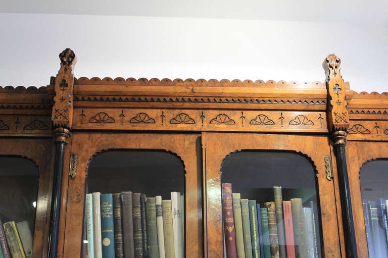19th Century Pollard Oak Breakfront Bookcase For Sale 2