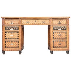 19th Century Bamboo and Rattan Desk and Chair