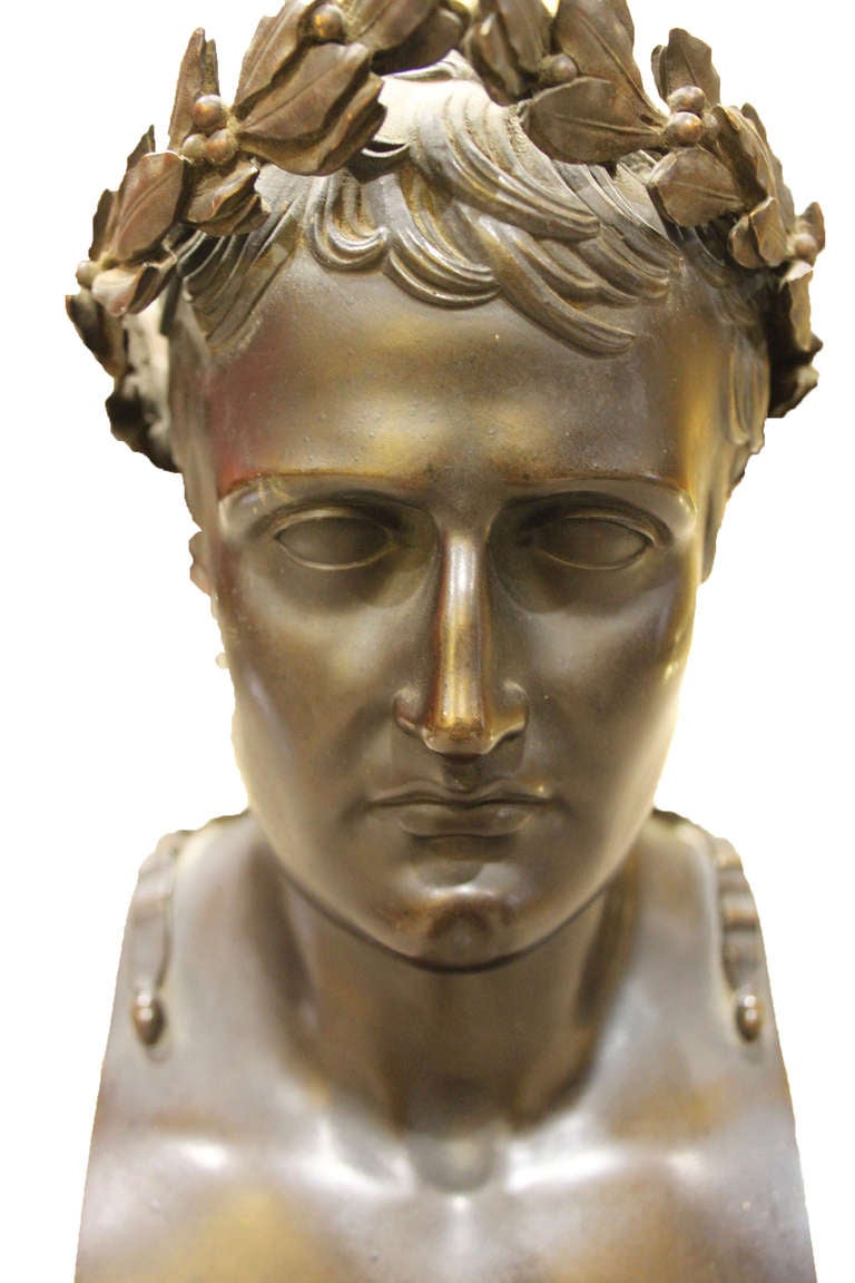 A 19th Century Bronze bust of Napoleon on Rouge Marble base.
