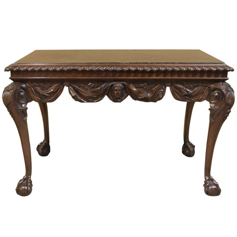 An Important Irish Walnut Marble Top Side Table at 1stDibs