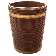 Antique A Georgian Mahogany  Ribbed Peat Bucket.