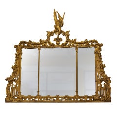 Antique A Rare Overmantle Mirror.