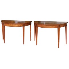 A Fine Pair of Satinwood Console Tables.