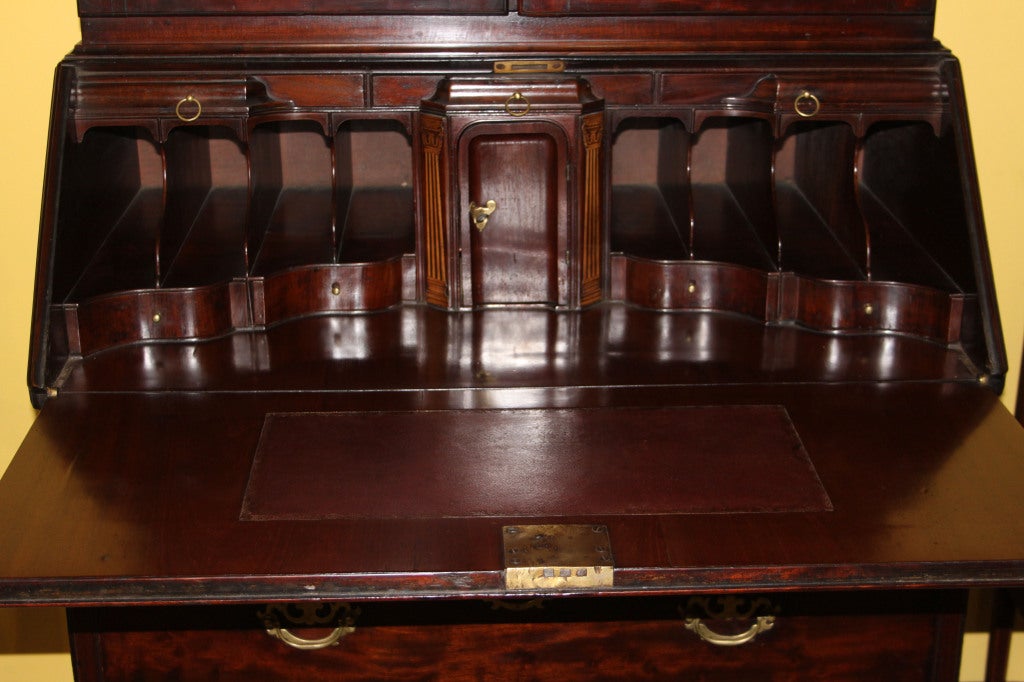 A Very Rare Plum Pudding Mahogany Bureau Bookcase