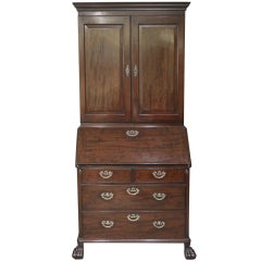 Antique A Very Rare Plum Pudding Mahogany Bureau Bookcase