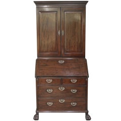 A Very Rare Plum Pudding Mahogany Bureau Bookcase