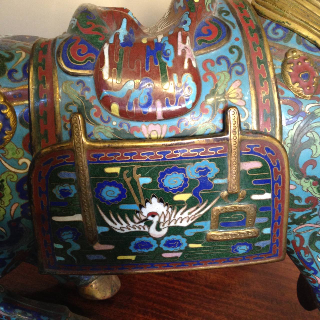 Pair of Chinese Cloisonné Horses, in the Han Style In Fair Condition In London, GB