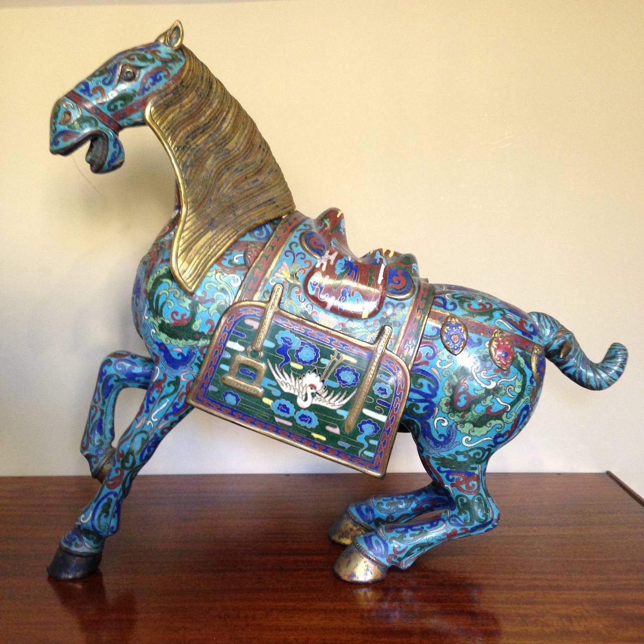 Pair of Chinese Cloisonné Horses, in the Han Style 1